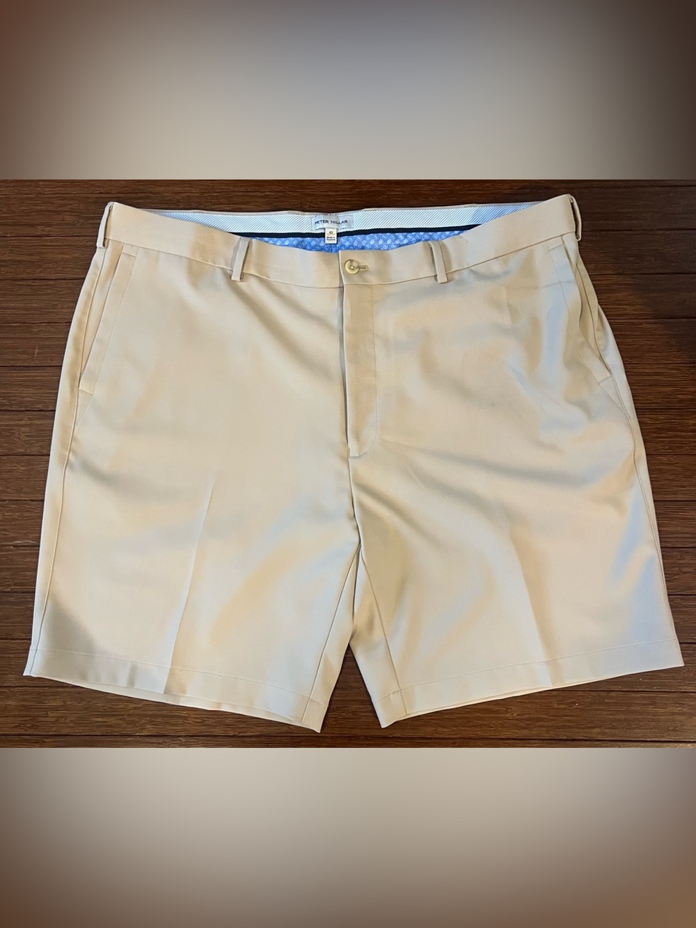 Peter Millar Crown Sport Golf Chino Shorts Mens  42 Beige Flat Front Performance